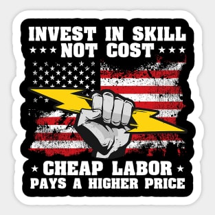 US American Flag Labor Day Patriotic Union Worker Sticker